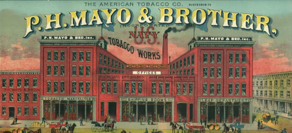 Historical advertisement for a Virginia tobacco company